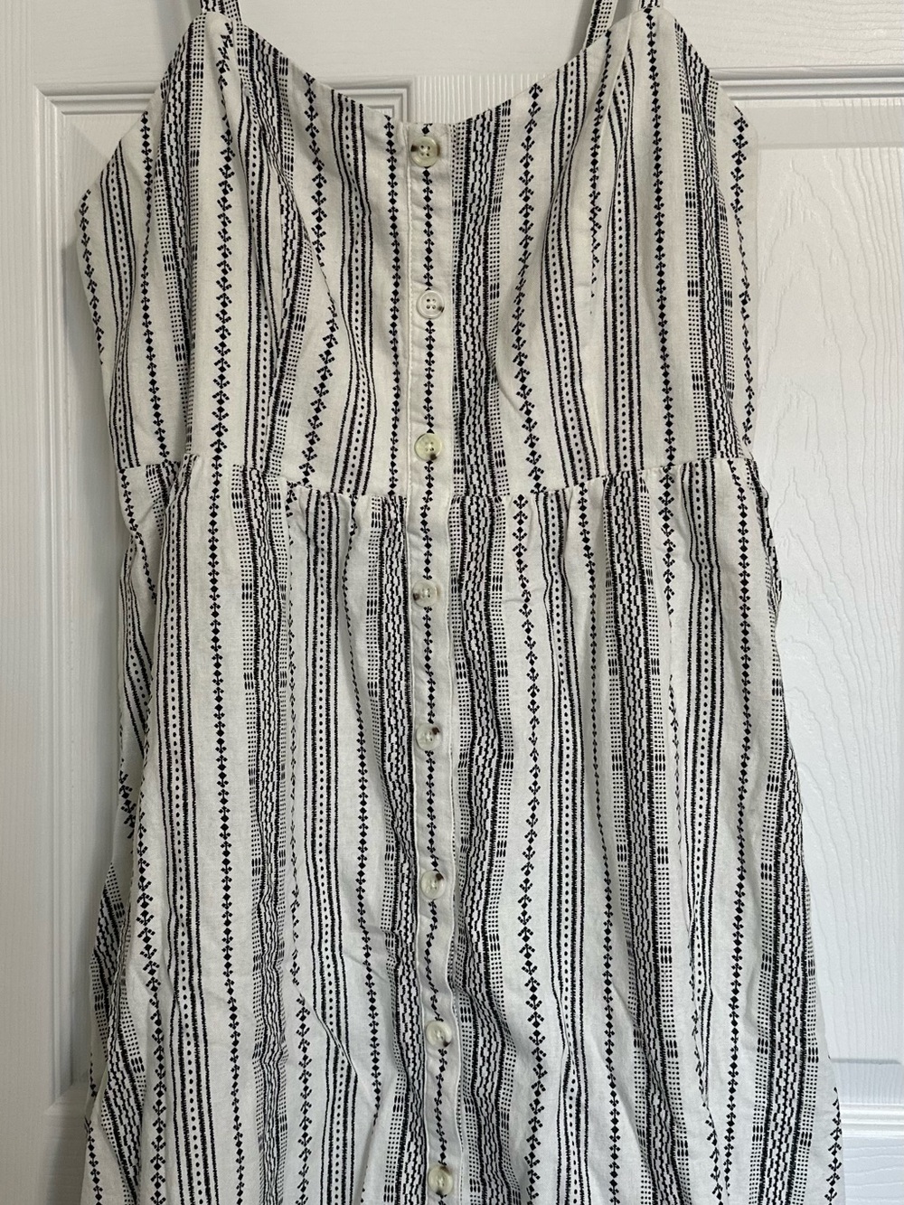 Old Navy Black and White Striped Button-Front Midi Dress